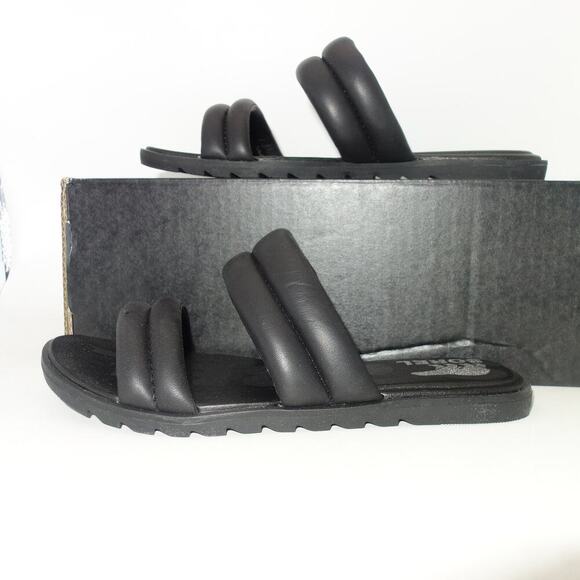 New Sorel Ella Puff Black Slides Sandals Shoes Women's 6.5 - Picture 2 of 8